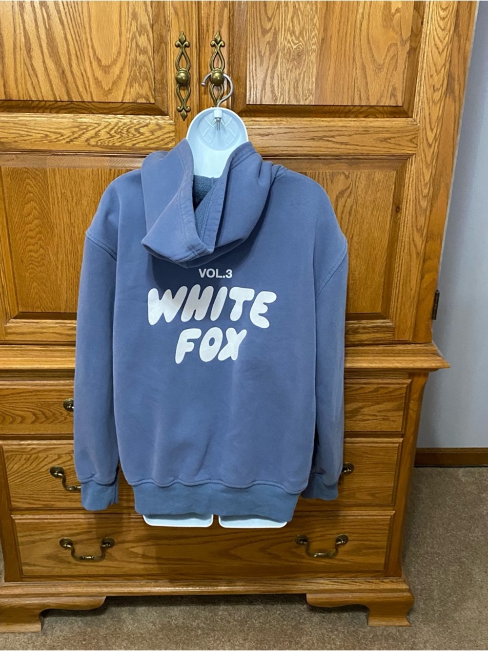 White Fox Vol.3 Women's Oversized Pullover Hoodie Size S/M Ocean Blue/White - Picture 12 of 16